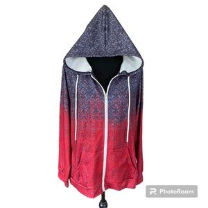 ETCYY Women's Color Block Hoodie Long Sleeve Casual Drawstring Full Zip Sz L